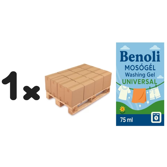 Benoli Mosógél Universal 75 ml, 1 Raklap, 60 doboz, 6000 darab, 60 ft/darab, Vegyesen is rendelhető.